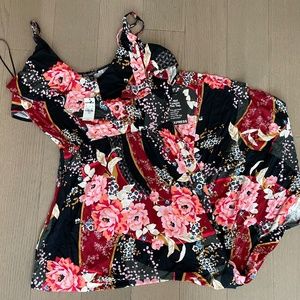 Express Floral Black Pink and Red Maxi Dress Size Medium